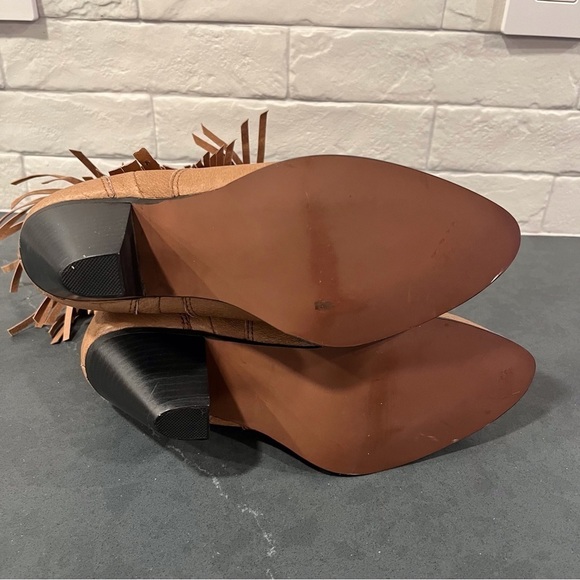 NWT Santa Fe Boot sz 8 tan leather fringed bling cowgirl boots - Picture 13 of 16